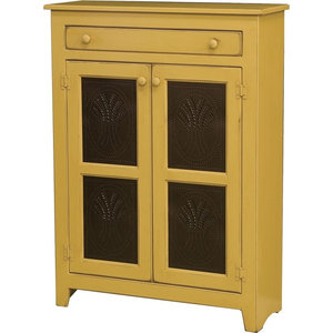 Handmade Amish Sage Antiqued Paint Large Pie Safe Hutch With
