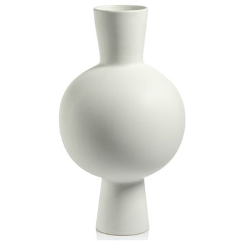 Ozamiz 17" Tall White Stoneware Vase