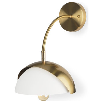 Cybill Brushed Brass With White Metal Shade 1-Light Wall Sconce