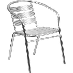 Bowery Hill Metal Stacking Patio Chair In Silver Contemporary