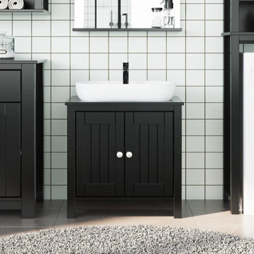 vidaXL Bathroom Sink Cabinet Vanity Cabinet Cupboard BERG Black Solid Wood Pine