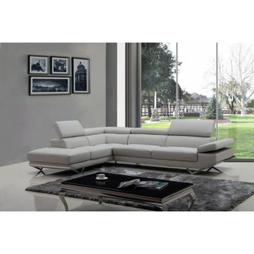 Becca Modern Light Gray Eco, Leather Left Facing Sectional Sofa