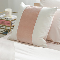 Ming White/Rosewater Velvet Cushion - Decorative Pillows