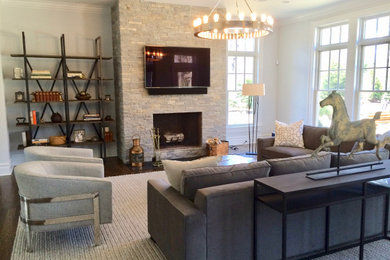 Example of a cottage family room design in New York