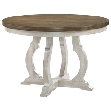 Havanna Vintage Walnut 47" Wide Round Dining Table With Off White Colored Base