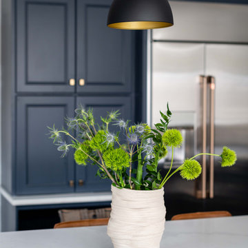 Greenery Arrangement on Quartz Kitchen Island