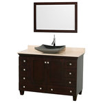 Wyndham Collection - Acclaim 48" Espresso Single Vanity, Ivory Marble Top, Altair Sink, 24" - Sublimely linking traditional and modern design aesthetics, and part of the exclusive Wyndham Collection Designer Series by Christopher Grubb, the Acclaim Vanity is at home in almost every bathroom decor. This solid oak vanity blends the simple lines of traditional design with modern elements like beautiful overmount sinks and brushed chrome hardware, resulting in a timeless piece of bathroom furniture. The Acclaim is available with a White Carrara or Ivory marble counter, a choice of sinks, and matching Mrrs. Featuring soft close door hinges and drawer glides, you'll never hear a noisy door again! Meticulously finished with brushed chrome hardware, the attention to detail on this beautiful vanity is second to none and is sure to be envy of your friends and neighbors