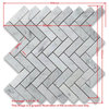 Bardiglio Gray Dark Grey Marble 1x3 Herringbone Mosaic Tile Polished, 1 sheet