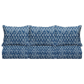 Indigo Graphic Corded Outdoor Deep Seating Sofa Pillow and Cushion Set, 23.5x23x