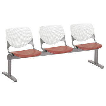 KFI KOOL 3 Seats Reception Bench - White Backs - Coral Seats