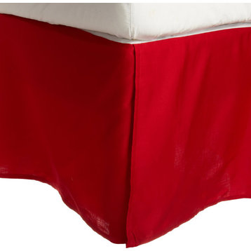 RE Series 300-Thread-Count Long-Staple Cotton Bed Skirt, Red, Queen
