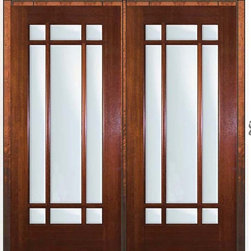 Pre-hung French Double Door 80 Mahogany 9 Lite Marginal TDL Glass - Patio Doors