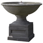 Campania International - Condotti Outdoor Water Fountain - Enhance the overall look and feel of your well-kept lawn or manicured garden with the stately Condotti Outdoor Water Fountain. It features a simple design that enhances the natural beauty and fluid movement of its water as it jets upward in a powerful stream and then splashes back down into its single, round basin. Set on top of a round pedestal and stylish square base, the basin is at the perfect height to be enjoyed and thrusts the water into the spotlight. A testament to the old adage 'there is beauty and grace in simplicity', this fountain will transform any yard or garden with its sophisticated yet soothing ambiance and turn it into a relaxing haven filled with the tranquil sounds and endearing sight of flowing water.