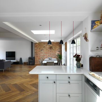 Oversized smoked oak parquet