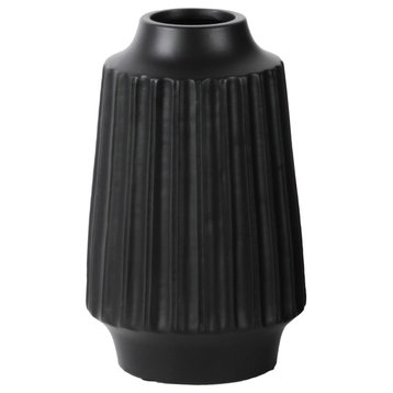 Ceramic Vase, Matte Black, 4.75"x4.75"x8"