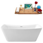 Streamline - 67" Streamline N-541-67FSWH-FM Soaking Freestanding Tub With Internal Drain - Submerge in comfort with this Streamline 67" Modern style bathtub. It's exterior white gloss finish and unique rectangular wedged shape gives your back support while bathing. This tub has an internal drain and can hold up to 83gallons of water. FREE Bamboo Bathtub Caddy Included in Purchase!