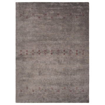 Hand Knotted Loom Silk Mix Area Rug Contemporary Light Brown