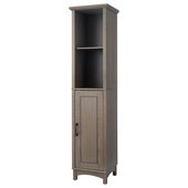 Stockholm Slim Storage Cabinet Oak-Colored - Freestanding 2-Door Linen Tower with 2-Tier Shelf