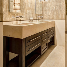 love the thick counters and cabinet style