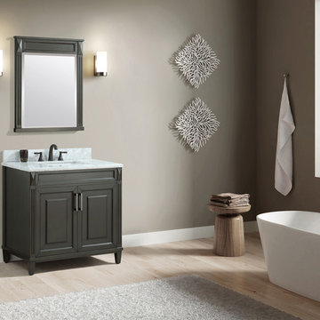 Sterling 37 in. Vanity in Charcoal finish with Carrera White Marble Top