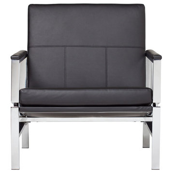 Atlas Bonded Leather Lounge Chair, Black