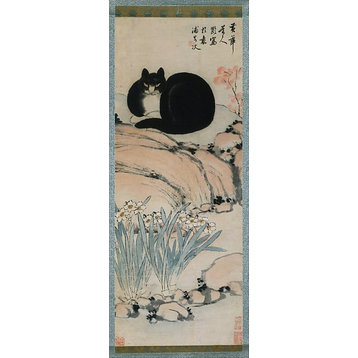 Black Cat And Narcissus Print