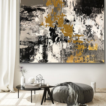 'Noble' 60x48 IN Original Large Modern gold white abstract art MADE TO ORDER