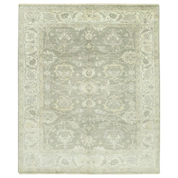 Rug N Carpet - Hand-Knotted Oriental 8' 0" x 9' 7" Soft Beige Oushak Rug