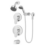 Symmons Industries - Identity 2-Handle Tub/Shower Faucet Trim With Hand Shower, 1.5 gpm, Chrome - Part of the Symmons Identity Collection, this tub, shower, hand shower, and diverter trim kit includes a tub spout, shower arm, showerhead, hand shower with 60 inch flexible hose, a wall mount and wall elbow for the hand shower, escutcheons, and two lever handles. The single mode showerhead is WaterSense certified and has a low flow rate of 1.5 GPM, conserving water and saving you money on your water bill without affecting the shower's performance. Like all Symmons products, this Identity trim kit is backed by a limited lifetime consumer warranty and 10 year commercial warranty.