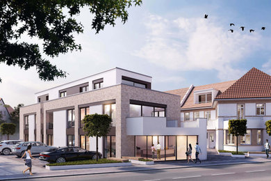 Zweistöckiges Modernes Haus mit Backsteinfassade und Flachdach in Bremen