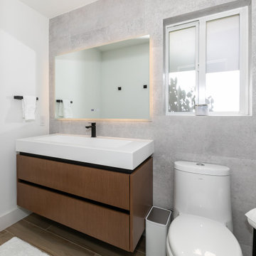 Earth Tone Transitional Closet and Bathroom