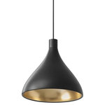 Pablo Designs - Pablo Designs Swell Pendant Light Medium, Black/Brass - Elegant with undulating contours, Swell Single is an LED pendant designed to seamlessly blend the line between indoor and outdoor lighting. Swell single can be suspended individually or as a chandelier grouping to perfectly complement residential, commercial, lounge and hospitality settings alike.