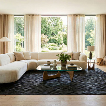 Black Chevron Patchwork Cowhide Rug
