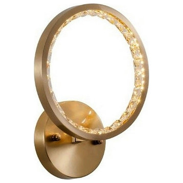 Gold Modern Small Crystal Copper LED Wall Lamp For Bedroom, Living Room
