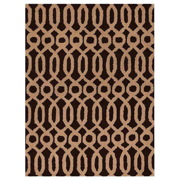 Hand Tufted Wool Area Rug Contemporary Brown Beige
