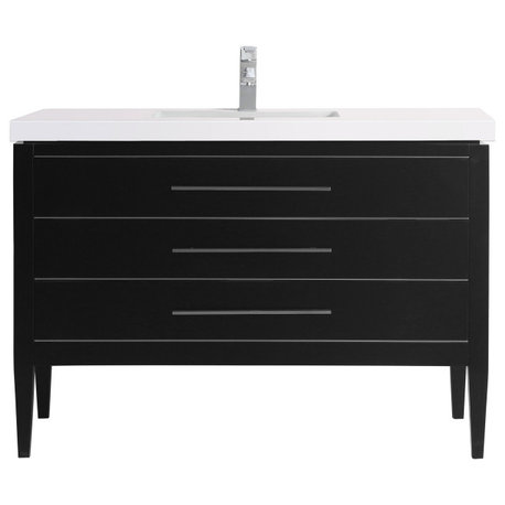 Grace 48" Single Bathroom Vanity Set, Black With Chrome Trim