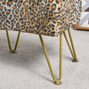 Leopard Faux Fur Ottoman With Gold Legs, 19''x13''x17''