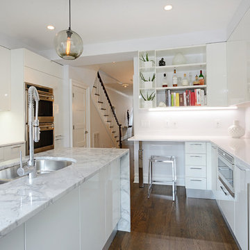 Contemporary townhouse centrally situated on one of Hoboken’s finest blocks.
