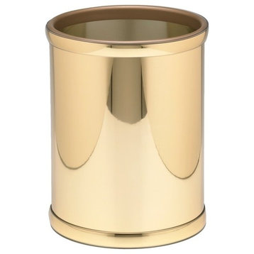 Kraftware Mylar Polished Brass Round Wastebasket