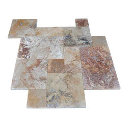 French Pattern Leonardo Travertine Pavers - Tumbled - Wall And Floor Tile