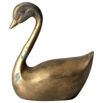 Consigned, Mid Century Brass Swan Figurine