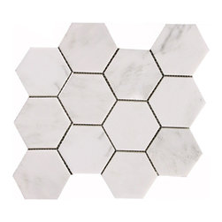 Calacatta Chiara 3" X 3" Hexagon Marble Mosaic - Products