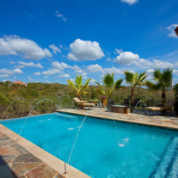 Infinity Edge Pool With Fire Feature