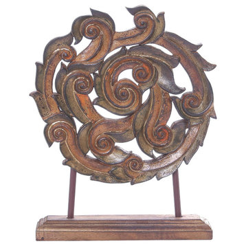 Novica Handmade Wheel Of Life Teak Wood Sculpture