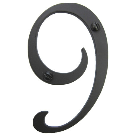 Classic Smooth Spanish Style Address Numbers, Black, 9