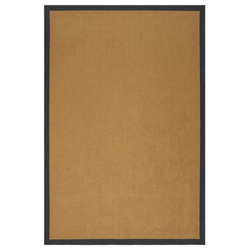 Noble House Pinchas 130x94" Indoor Fabric Border Area Rug in Beige and Black