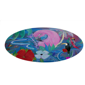 Flamingo designs coastal home chenille Area Rugs  60 inch from my art., Tropical