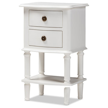 Audrey Country Cottage Farmhouse White 2-Drawer Nightstand