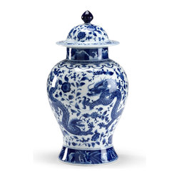 Chelsea House Blue & White Covered Jar - Home Decor