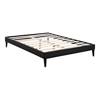 Modern Contemporary Urban Queen Size Platform Bed Frame, Black, Faux ...
